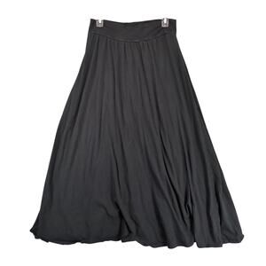 New York & Company Black Stretch A-Line Midi Skirt Sz M Cotton Jersey Whimsigoth